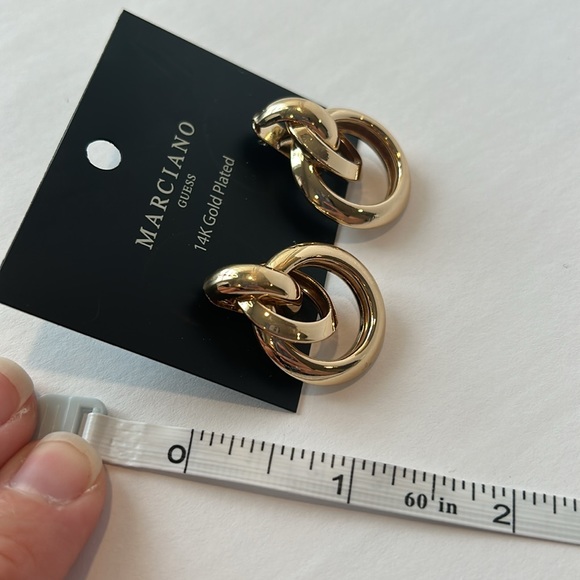 NWT MARCIANO by Guess 14K Gold Plated Studded Tri Hoop Earrings - Picture 7 of 7